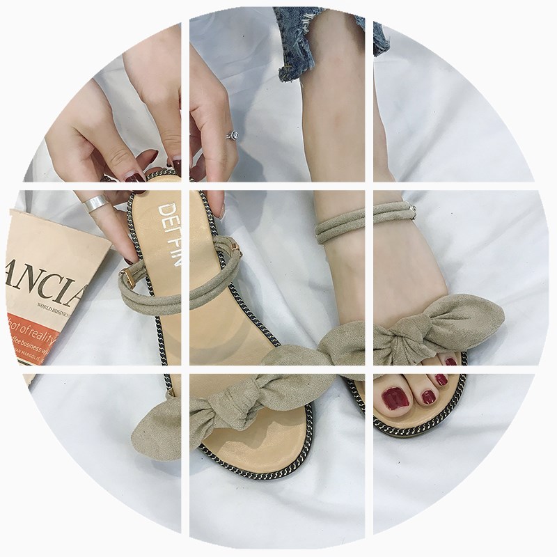 Two wear Flat bottom Sandals Women's Shoes 2019 summer new pattern Korean Edition Versatile student sandals bowin the Women's Shoes, Sandals category - from Buy2taobao.com to provide professional Taobao agent buy service