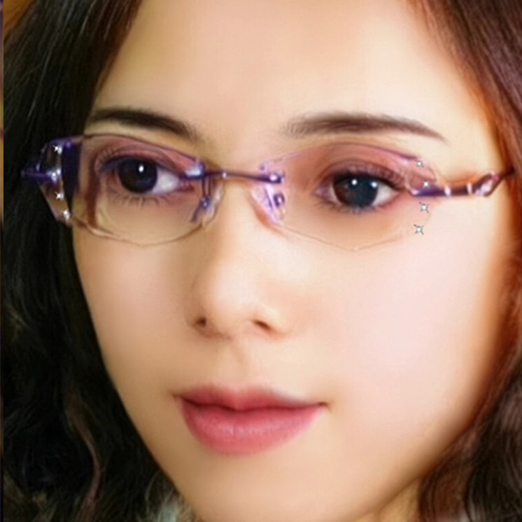 女眼镜框钻石切边眼镜光学配镜定制高度近视超轻薄新款优质架B28
