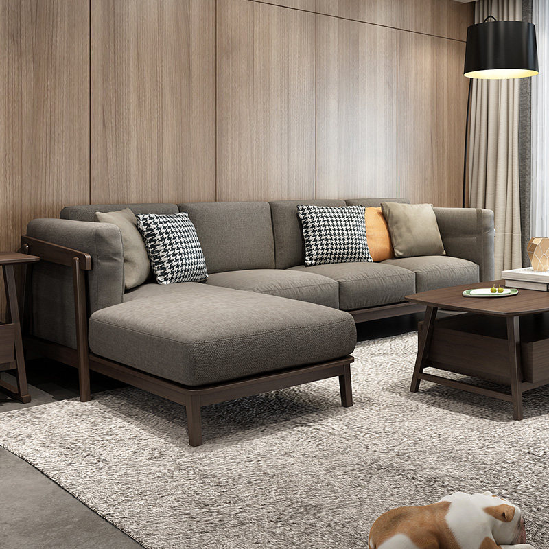 北欧全实木布艺沙发 进口榉木客厅大小户型家具现代简约转角组合