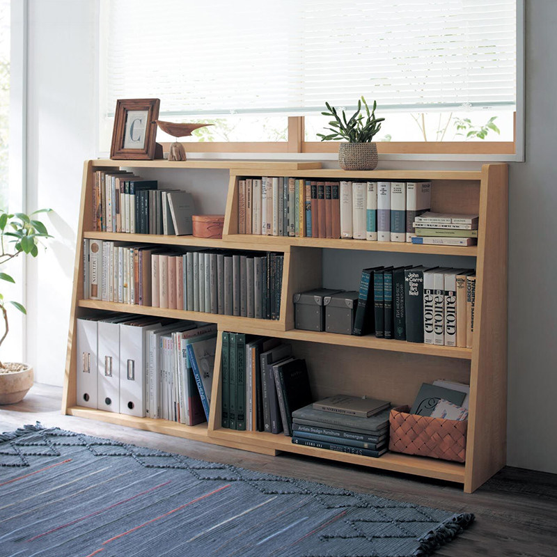 书架落地创意伸缩组合书柜矮柜隔断置物架日式收纳柜儿童绘本实木