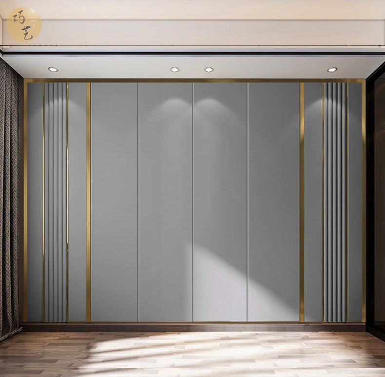 电视机背景墙硬包客厅现代轻奢沙发卧室床头护墙板金属条定制软包