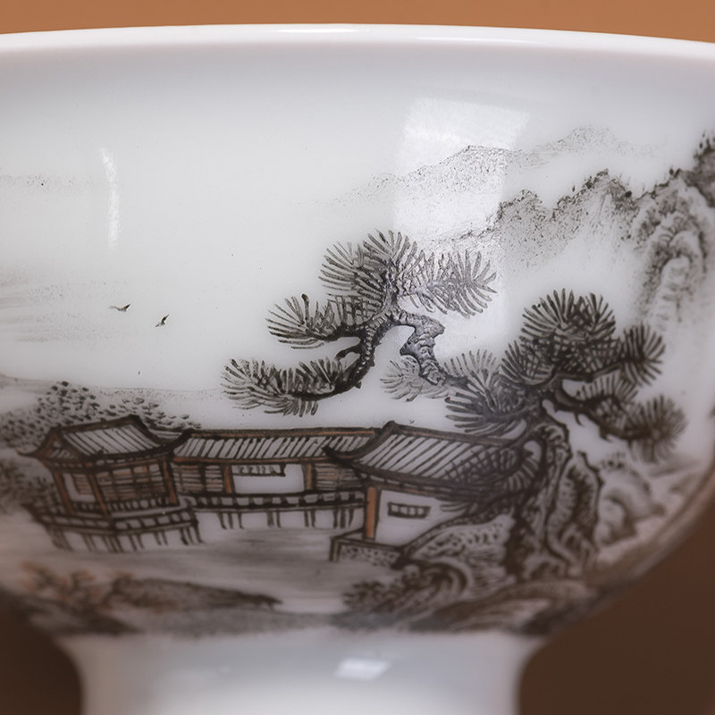 青年陶瓷艺术家 陈慕青作品 墨彩山水杯