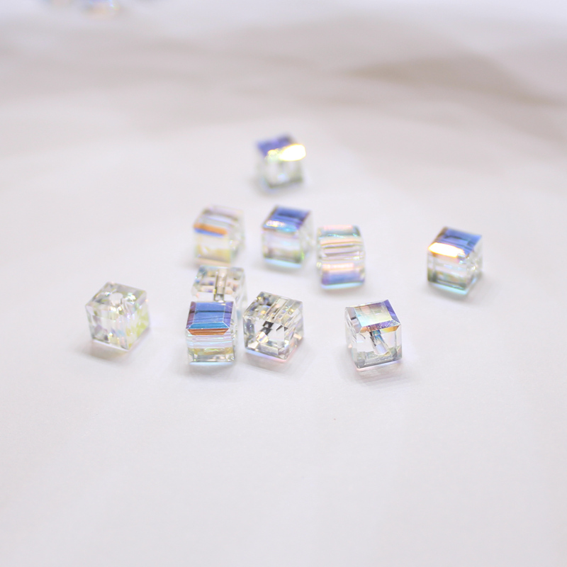 10颗起奥地利水晶方块方糖水晶珠彩白 手工diy手链项链饰品配件珠