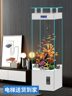 金晶超白玻璃长方形落地水族箱客厅中小型家用立式生态鱼缸免换水