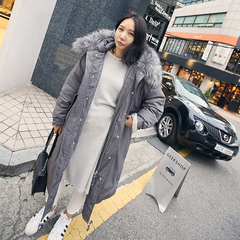女装冬装2016韩版棉衣女中长款大毛领大码加厚宽松棉服冬季外套