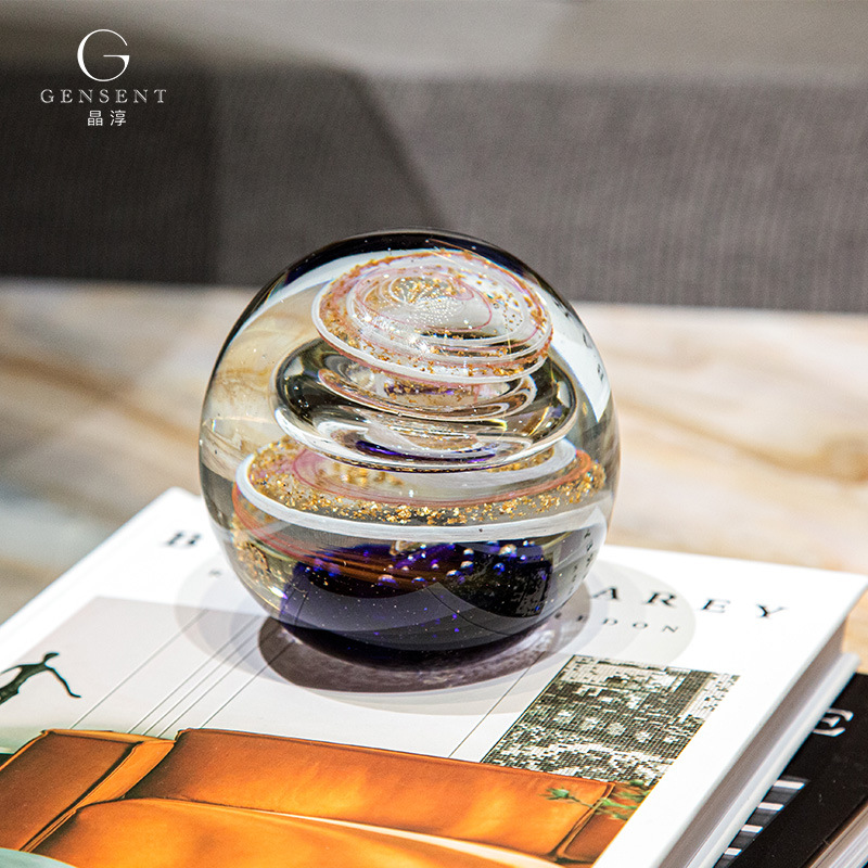现代简约水晶玻璃几何圆球形摆件创意礼品样板房桌面茶几软装饰品