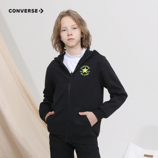 converse匡威儿童卫衣2024秋冬新款男女童装开衫连帽小中大童外套