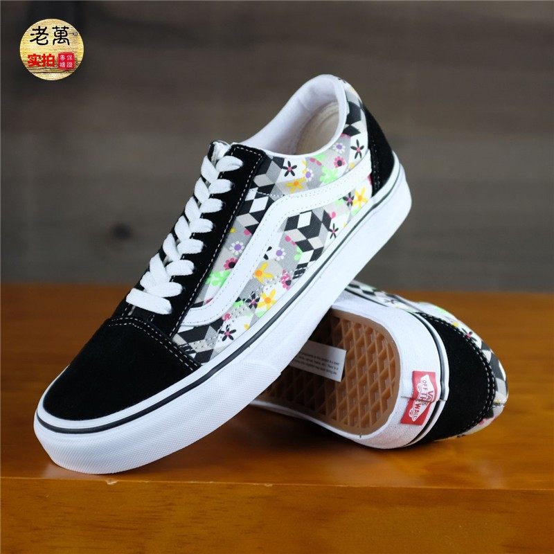 老万vansoldskool几何图案花卉印花低帮男女鞋板鞋vn0a3wkt3xr