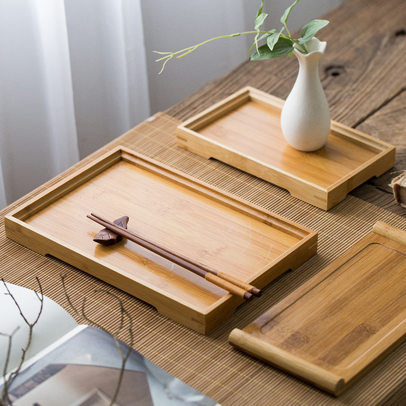 日式 竹木托盘 长方形木质托盘 竹制茶盘  酒具专用托盘配件