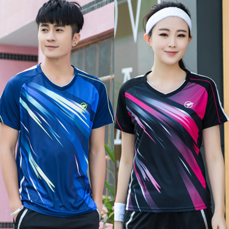新款速干半袖羽毛球上衣男女短款网球乒乓球运动上装训练衣服团购