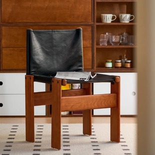 法式中古实木餐椅北欧诧寂风家用设计师创意复古僧侣休闲靠背椅子
