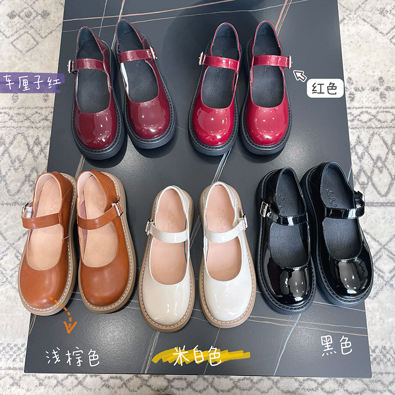 自然卷2023新款玛丽珍鞋日系jk软妹圆头娃娃鞋小众设计DIY小皮鞋
