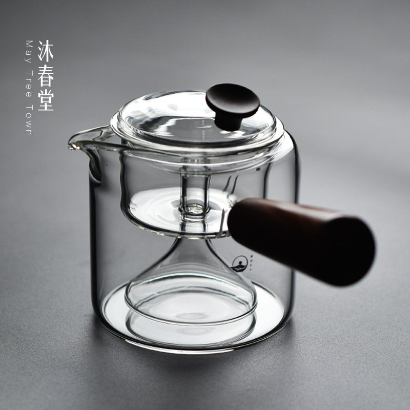 沐春堂玻璃蒸茶器蒸汽加厚过滤煮茶壶耐高温耐热透明小号家用茶具
