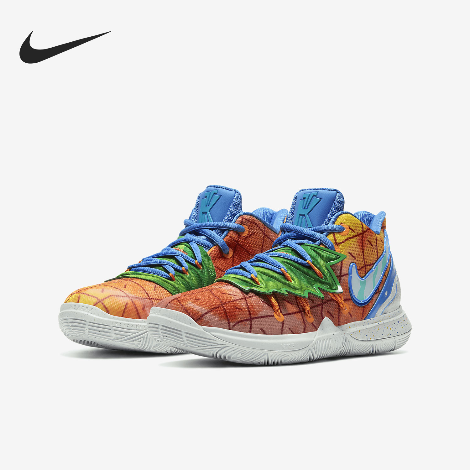 nike耐克正品kyrie5x欧文5菠萝屋海绵宝宝大童篮球鞋cj7227800