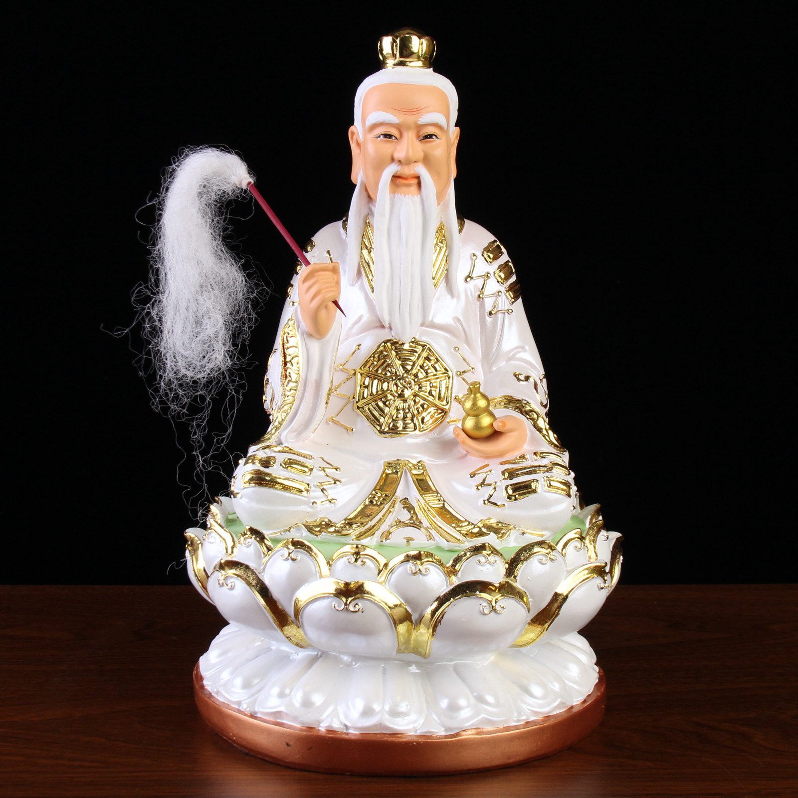 白衣三清神像太上老君像道德天尊树脂佛像道教供奉摆件12/16英寸