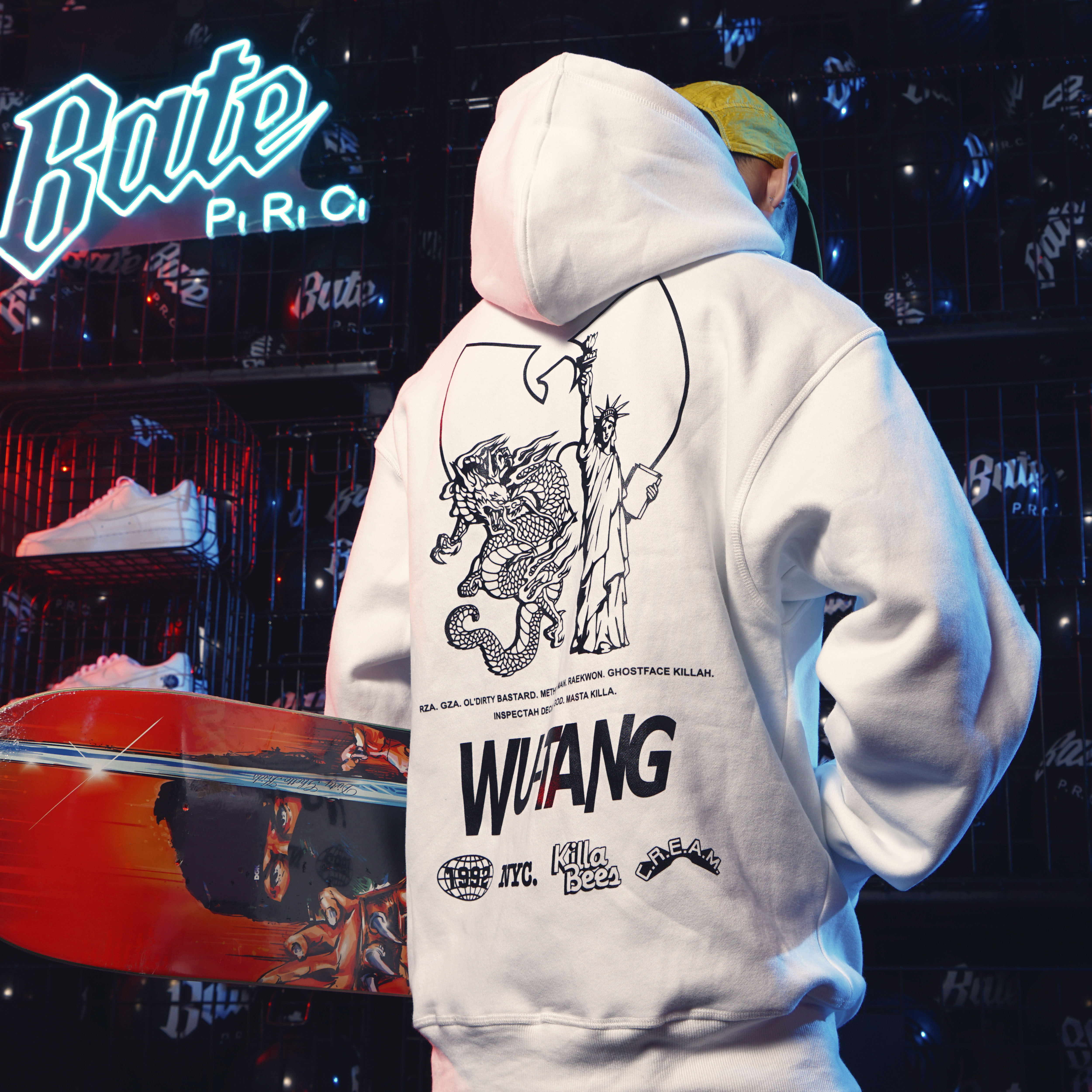 battles 秋冬新款武当主题印花国潮加绒宽松情侣装套头卫衣男连帽