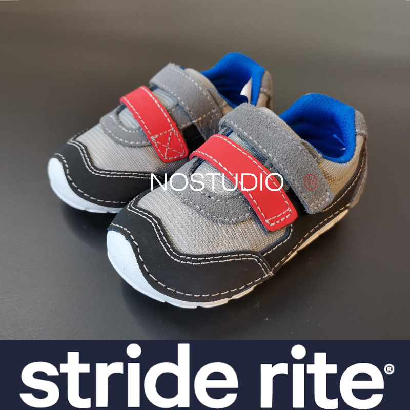 STRIDE RITE喜健步婴幼童软底宽头魔术贴灰色鞋舌全开机能鞋