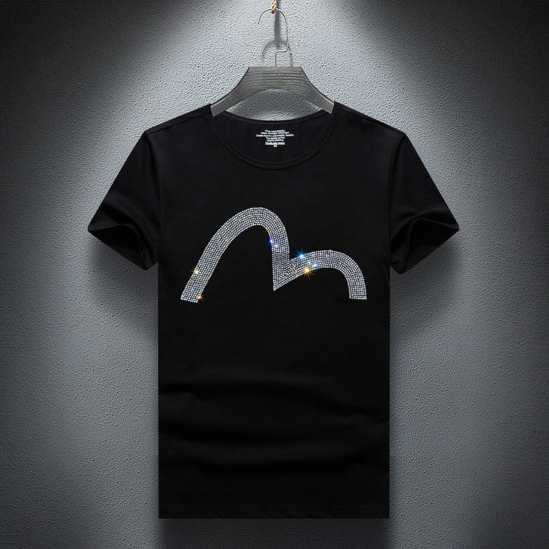 欧美夏季男装潮牌烫钻t恤短袖男美杜莎圆领半袖社会小伙大码体恤