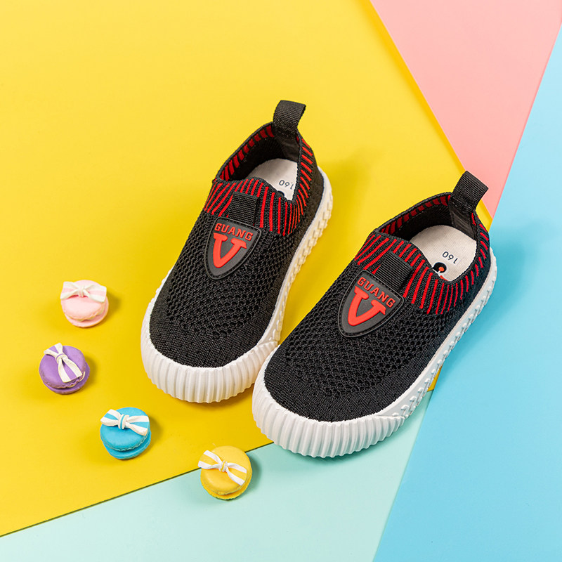 广迪童鞋儿童幼儿园室内鞋一脚蹬男童防滑入园鞋秋季新款弹力布鞋