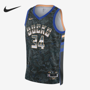 正品 耐克Nike 雄鹿队 NBA 字母哥34号特别版纪念球衣 DA6953-387