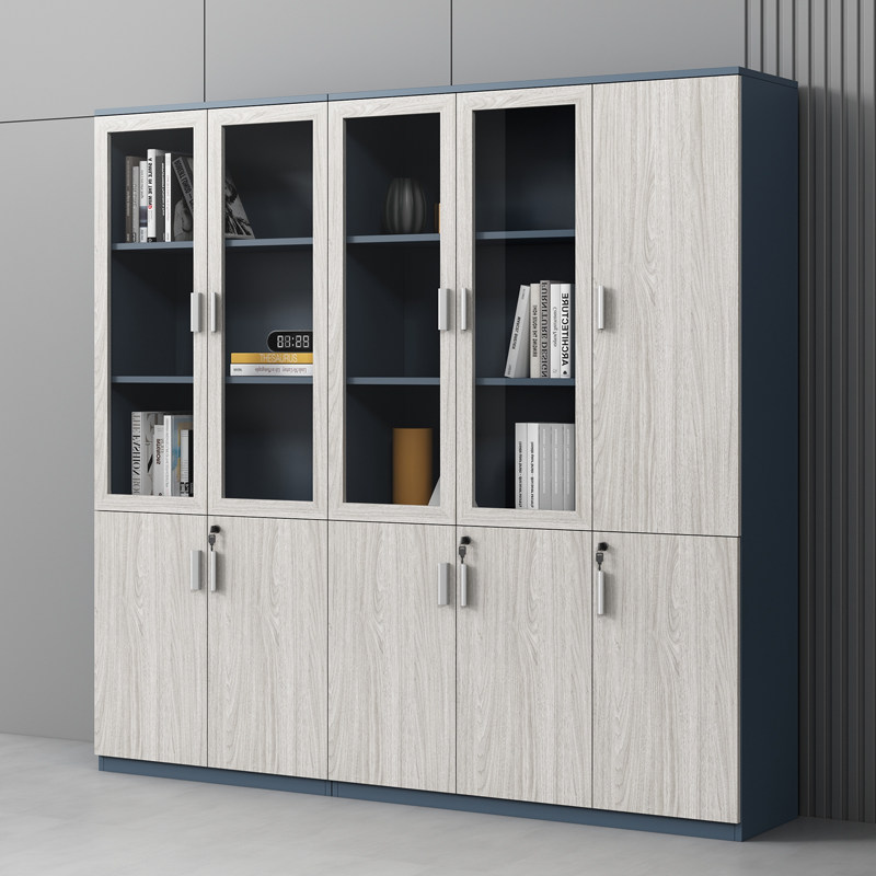 文件柜档案柜子木质玻璃门加厚板式落地靠墙书柜办公室凭证资料柜