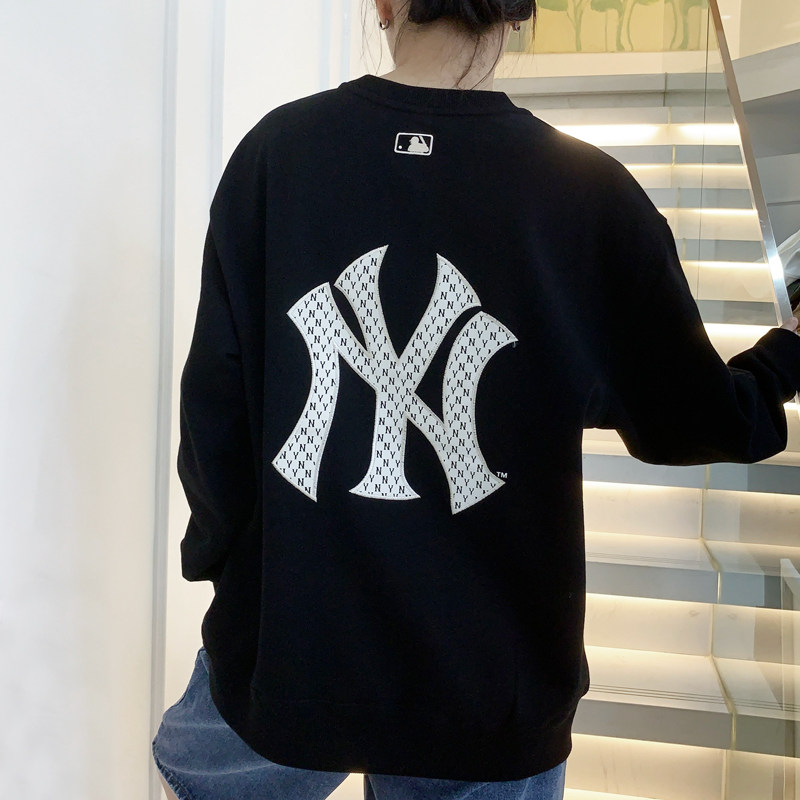 韩国mlb卫衣22年秋冬新款背后老花满标ny卫衣男女情侣百搭套头衫