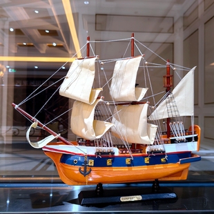 实木手工战船炮船一帆风顺帆船模型摆件开业办公室送礼品工艺船