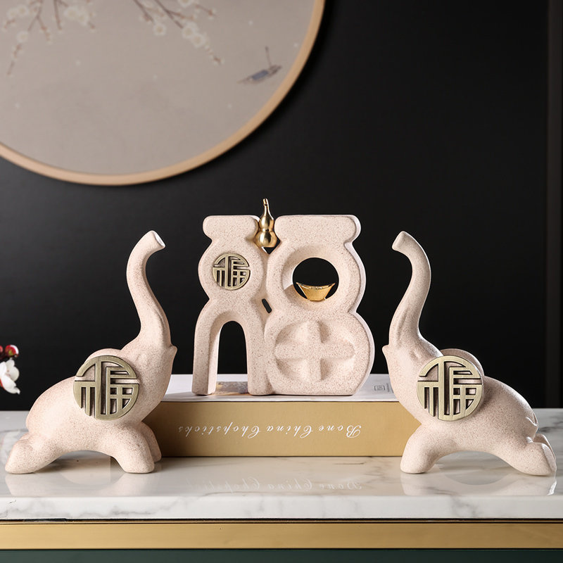家居葫芦大象摆件客厅电视柜酒柜轻奢创意桌面桌陶瓷装饰品幸福感