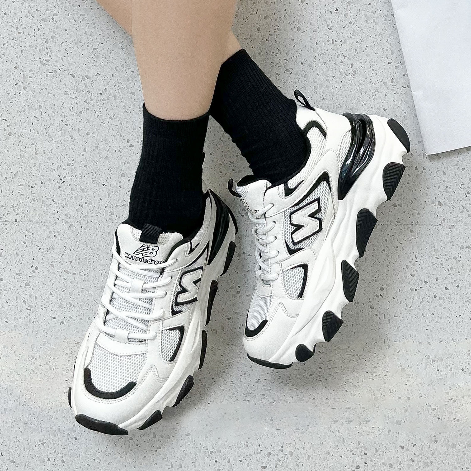 z字鞋子女小个子显高厚底炸街老爹鞋百搭软底轻便真皮运动休闲鞋