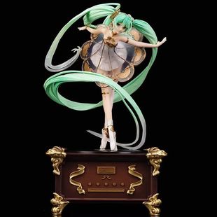 初音舞姿手办miku5周年美女交响乐留声机上翩翩起舞站姿手办摆件