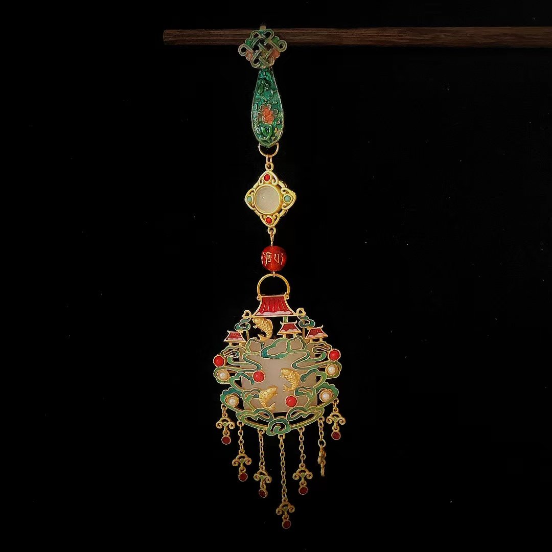 中式国潮南天门中国风旗袍压襟扣挂件流苏吊坠女复古宫廷汉服配饰