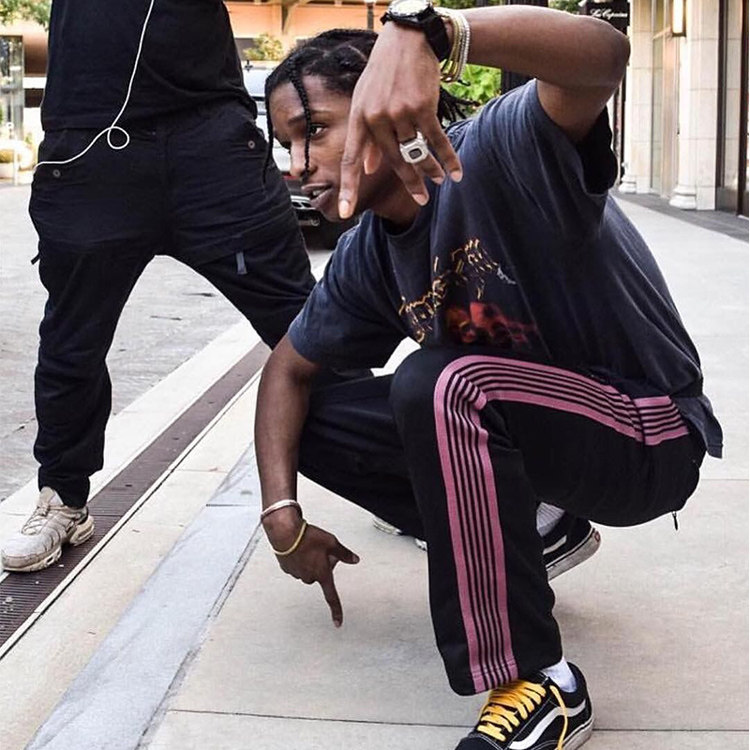 needles 侧边织带 旧式复古紫asap rocky同款蝴蝶休闲长裤优惠券