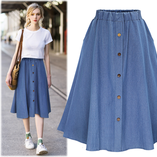 Add fertilizer XL Paige cowboy skirt mm200 student Elastic waist Easy Long skirtin the Women's clothing/Boutique , Skirts category - from Buy2taobao.com to provide professional Taobao agent buy service
