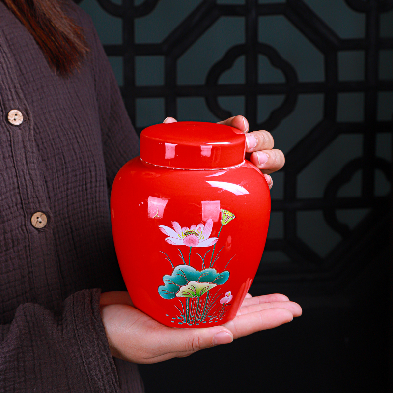 陶瓷中式茶叶罐大号半斤茶叶包装盒高档红绿白散茶密封罐礼盒定制