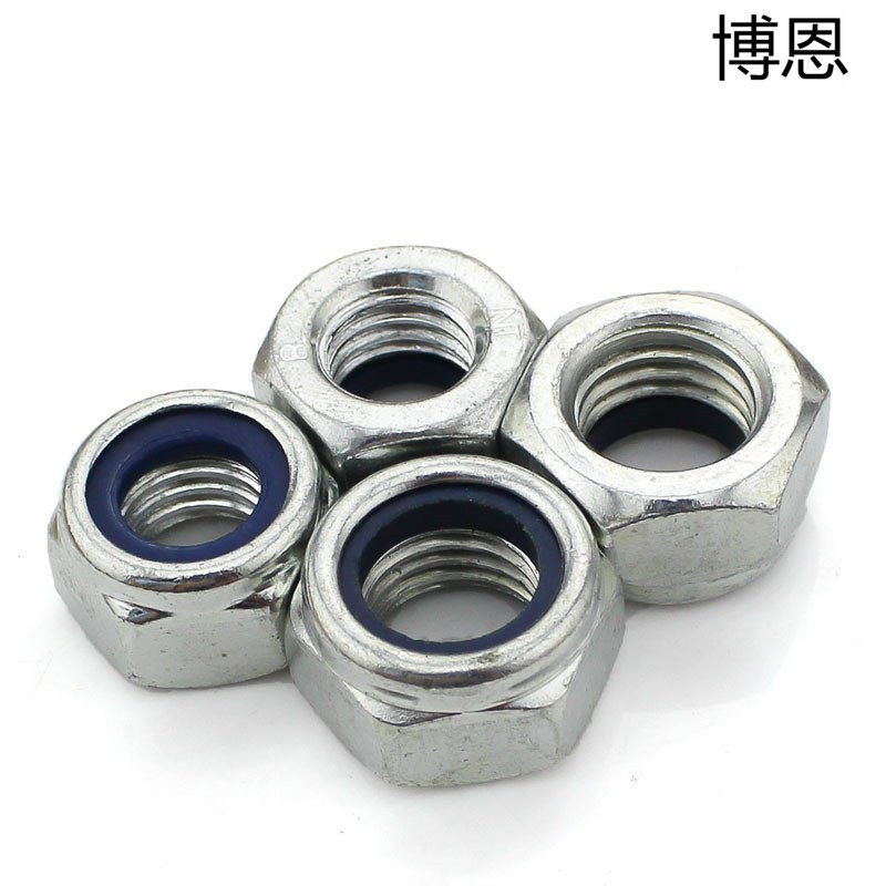 防松螺母自锁螺帽m2m25m3m4m5m6镀镍镀黑白锌尼龙锁紧防滑