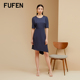 FUFEN福芬夏季新款连衣裙修身收腰短袖中长款裙LY-12875