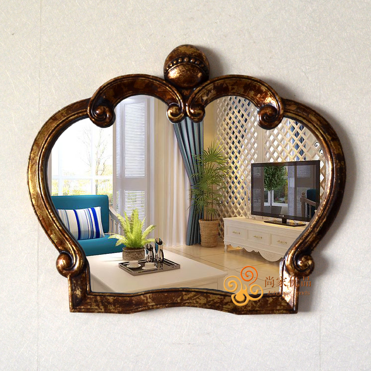 欧式法式美式皇冠造型玄关壁挂装饰镜浴室卫浴化妆美容镜子