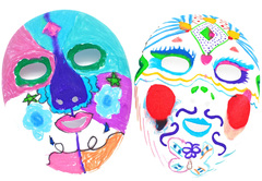 儿童绘画面具植绒白模diy白色脸谱涂鸦手绘涂色幼儿园创意装饰