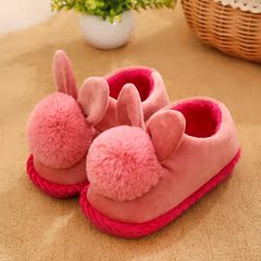 可爱卡通兔宝宝1-5岁儿童宝宝全包根棉鞋 家居室内地板防滑棉鞋冬