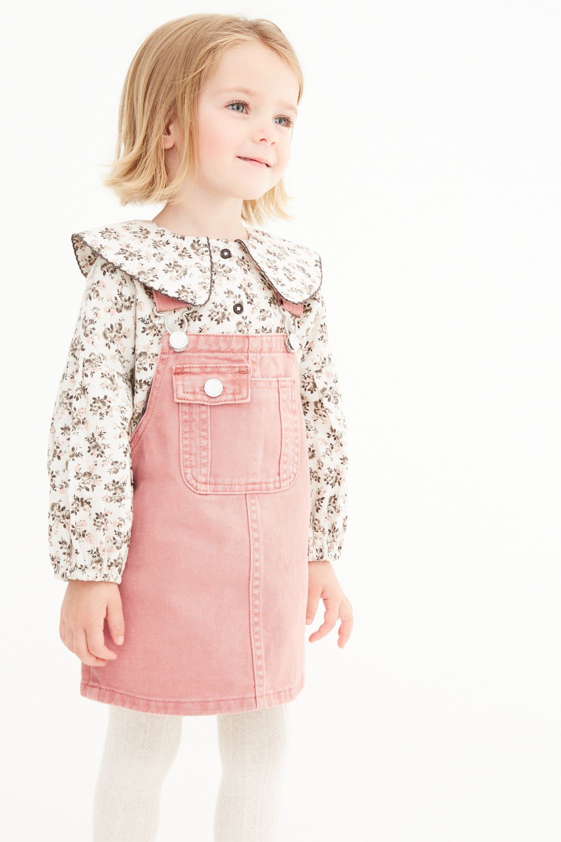 英国next童装21秋冬新款女童粉色黑色蓝色背带裙牛仔裙连衣裙子