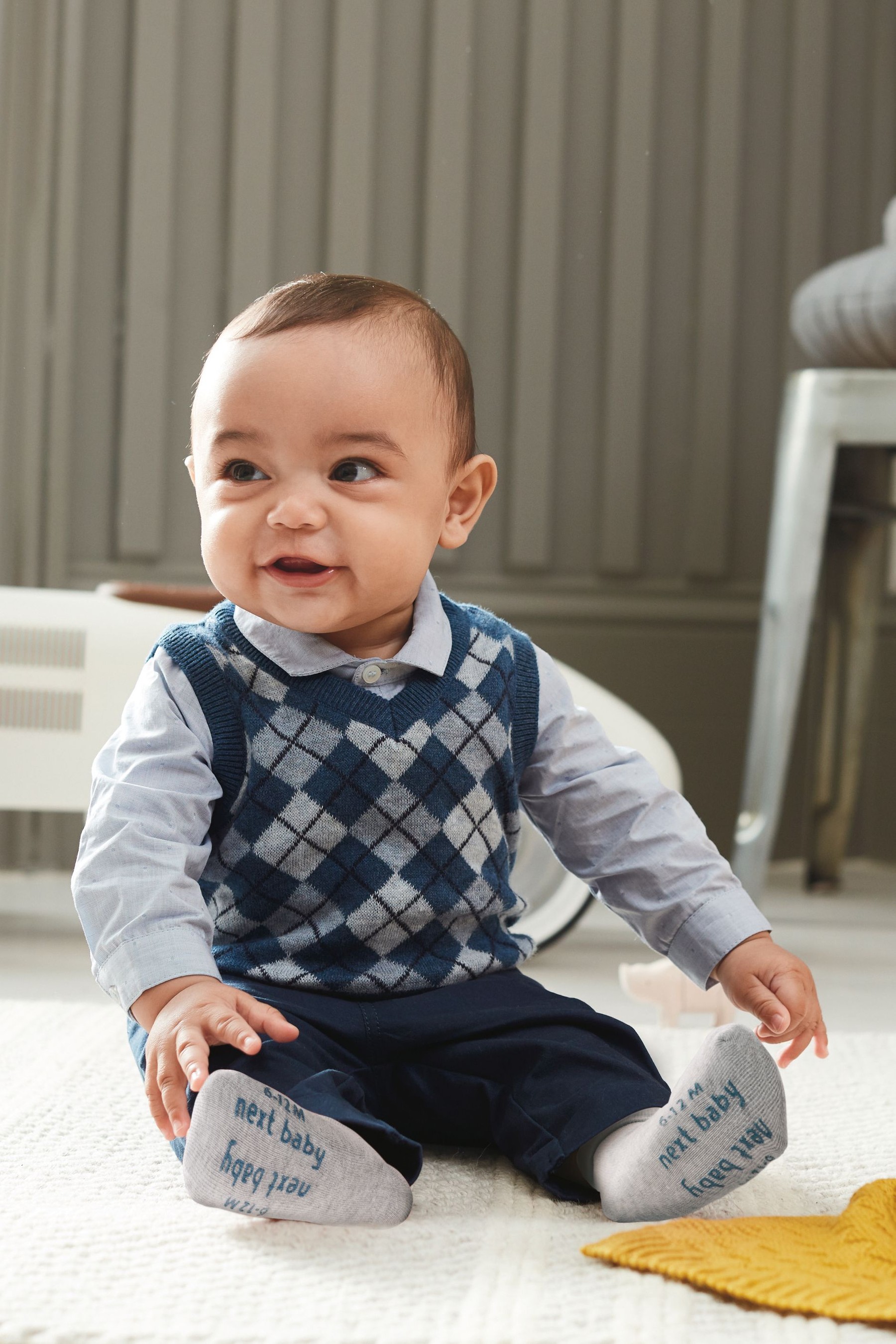 现货next英国正品20春新男童男宝帅气周岁礼服衬衫背心毛衣棉裤套