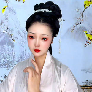 古装新款古风包自然唐制发包高温丝盘发云髻汉服发髻黑色白色配饰