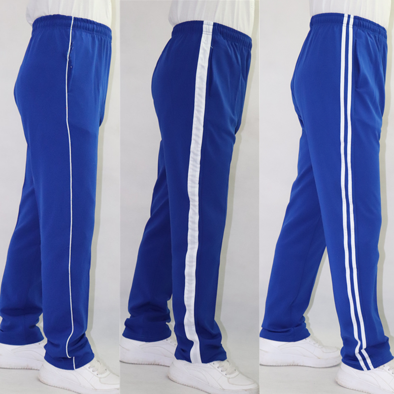 宝蓝色校服裤子男女高中学生两道杠春季宽松运动裤一条杠初中校裤