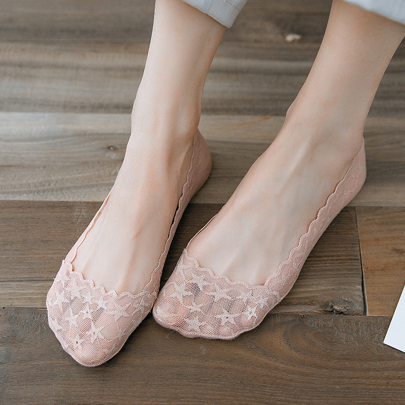袜子女韩版夏季薄款蕾丝花边船袜日系