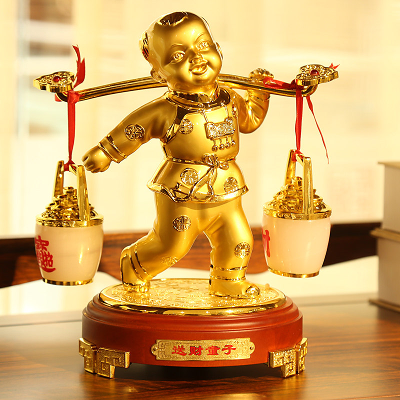 送财童子招财摆件办公室客厅酒柜家居装饰工艺品店铺开业乔迁礼品