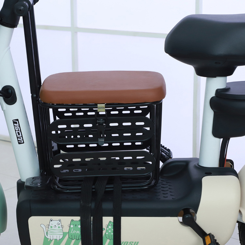 新款电动车儿童座椅电动电摩前置宝宝板凳带车筐小牛凳子可放物品