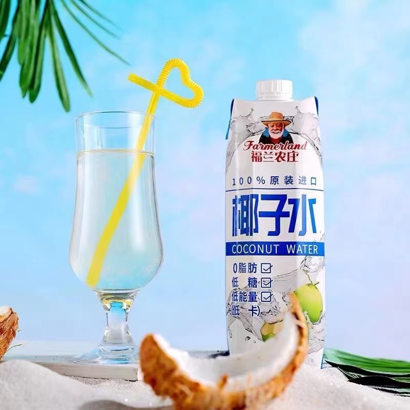 福兰农庄新鲜椰子水1L*2瓶低糖低卡0脂果汁饮品饮料马来西亚进口