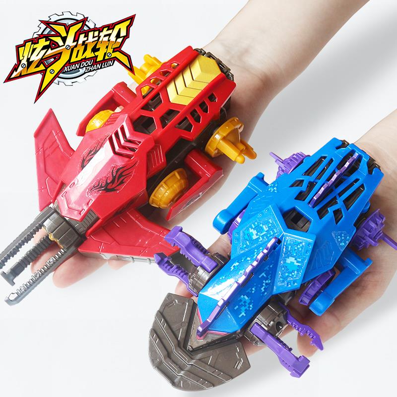 正版三宝炫斗战轮儿童电动玩具战车男孩双龙飞刃套装翻转炎龙战刃