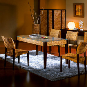 藤餐桌椅组合长方形图片