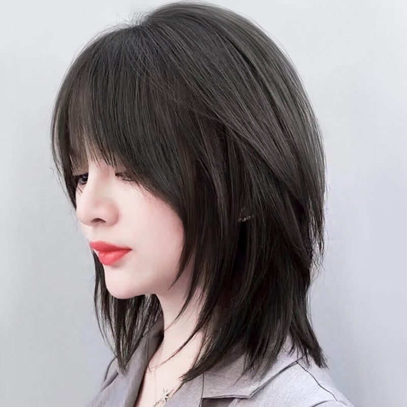 b7假发女夏短款辛芷蕾同款假发仿真人发丝全头套式自然短发锁骨发